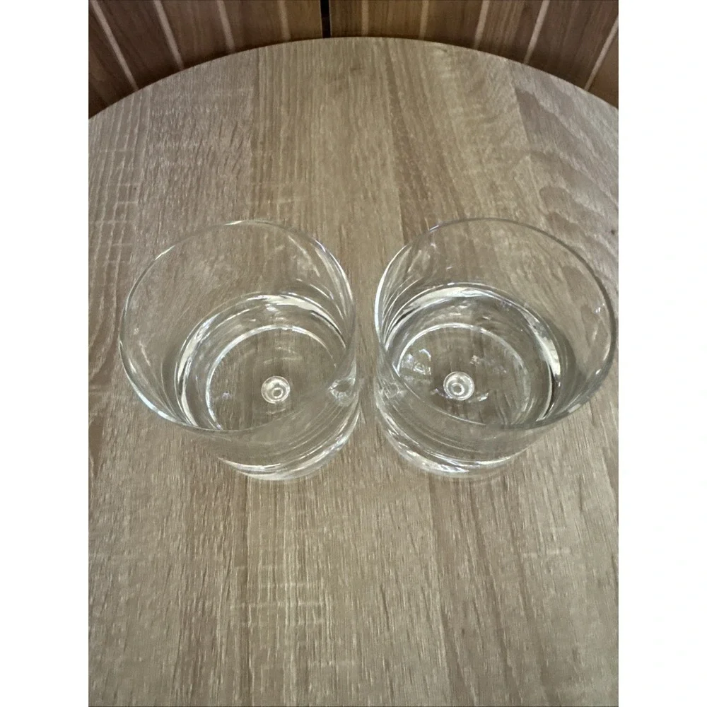 Krosno Crate & Barrel Old Fashioned Glasses Heavy Bottom Bubble Poland Set Of 2